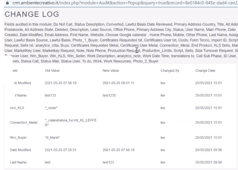 SuiteCRM Change Log