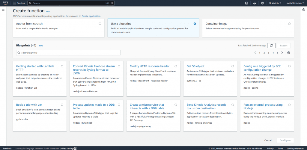 AWS Lambda - Use a Blueprint