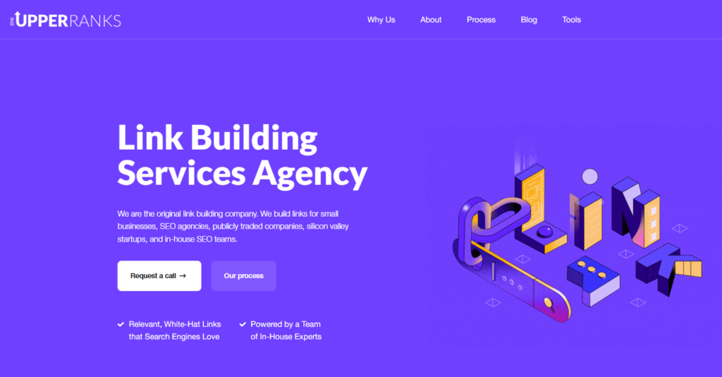 White Hat Link Building agency showcasing ethical SEO link strategies by The Upper Ranks