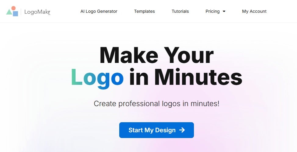 LogoMakr, an AI Logo Generator Tool, Homepage for Making Logos in Minutes