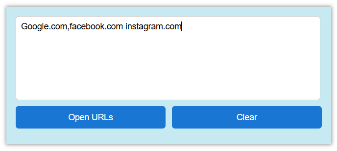 Interface of Bulk URL Opener Chrome Extension by Outright