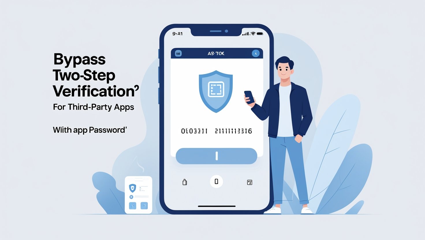 Confident user holding phone to bypass two-step verification for third-party apps using App Password