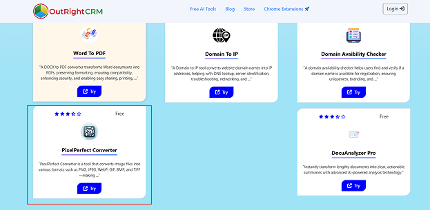 Navigate PixelPerfect Converter tool
