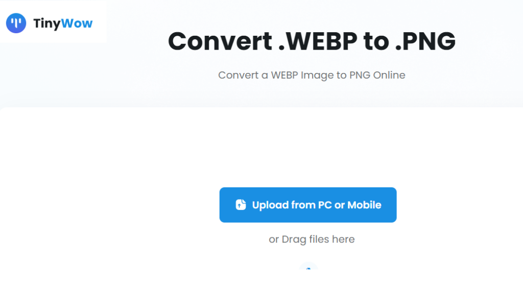 TinyWow interface to convert WEBP to PNG online for free