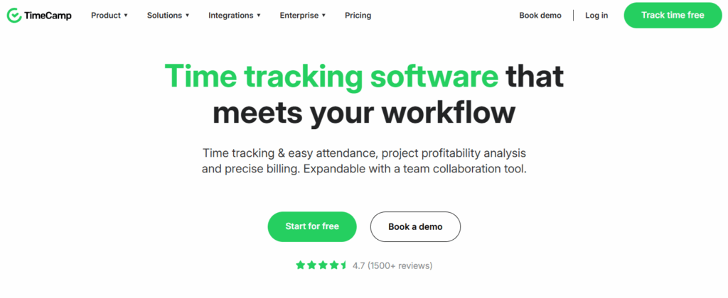 TimeCamp employee time tracking software for workflow and productivity