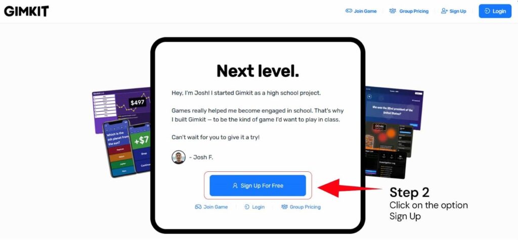 Click on the option “Sign Up”