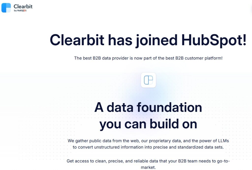 Clearbit data provider joins HubSpot to offer clean and reliable B2B data foundation for go-to-market teams