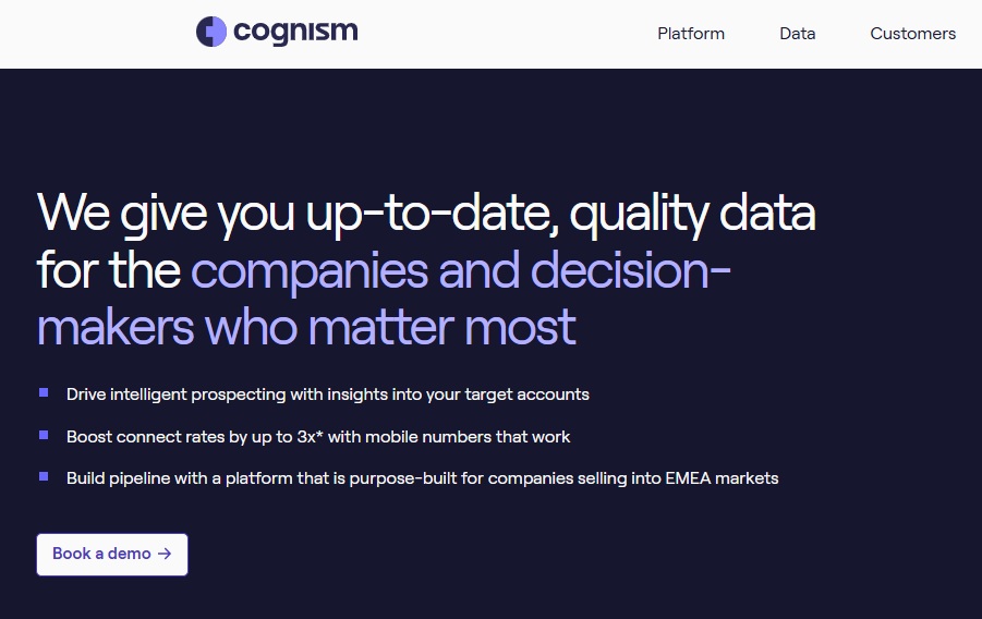 Cognism data provider platform offering accurate B2B contact data and insights for sales and marketing teams