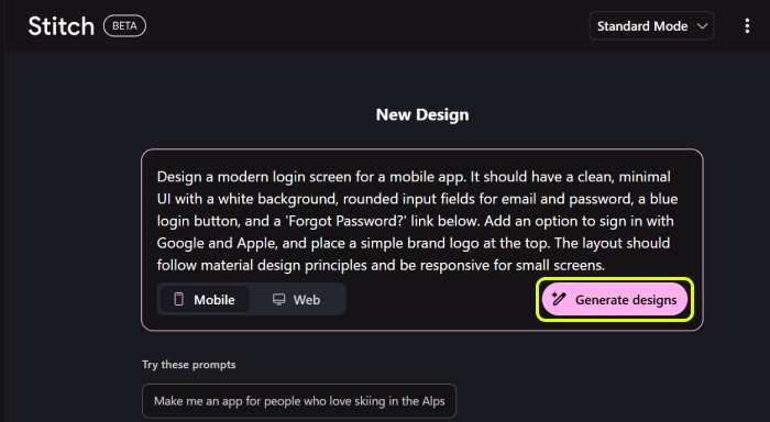 UI is for a web- or mobile-based application.