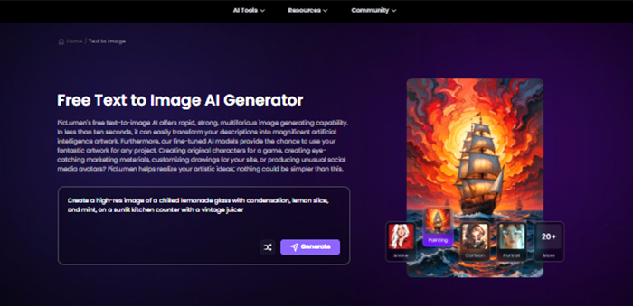 Free text to image generator