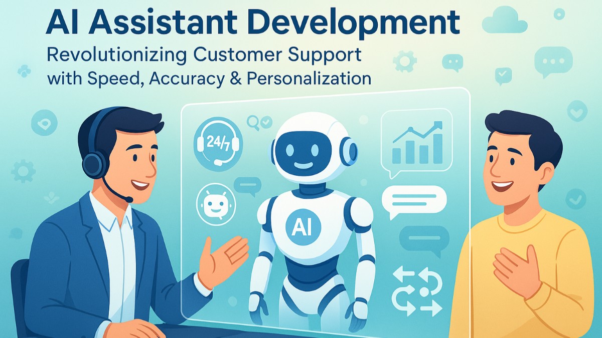 AI assistant development enhancing customer support with instant responses, automation, and personalized service.