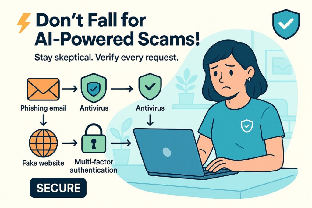 Infographic showing social engineering attacks and how to prevent data security threats using AI awareness, phishing simulations, and cybersecurity tools