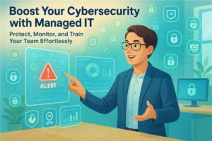 Confident IT professional using advanced tools to secure business networks with Managed IT Services