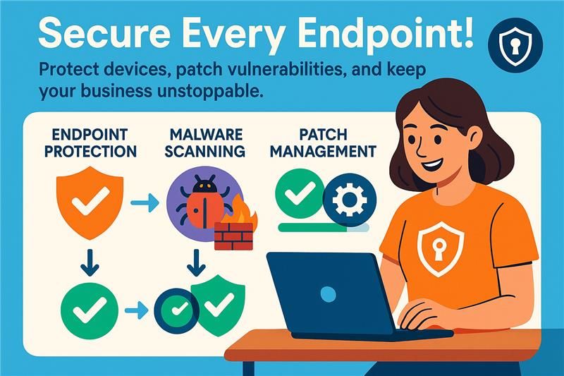 IT professional actively monitoring and securing devices using Managed IT Services for endpoint protection and patch management