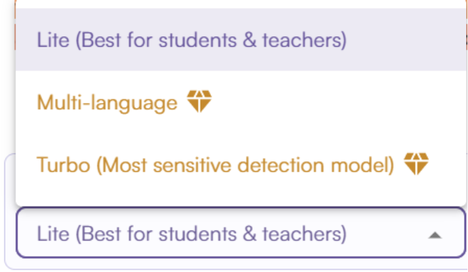 The available 3 models in free plan to check AI content