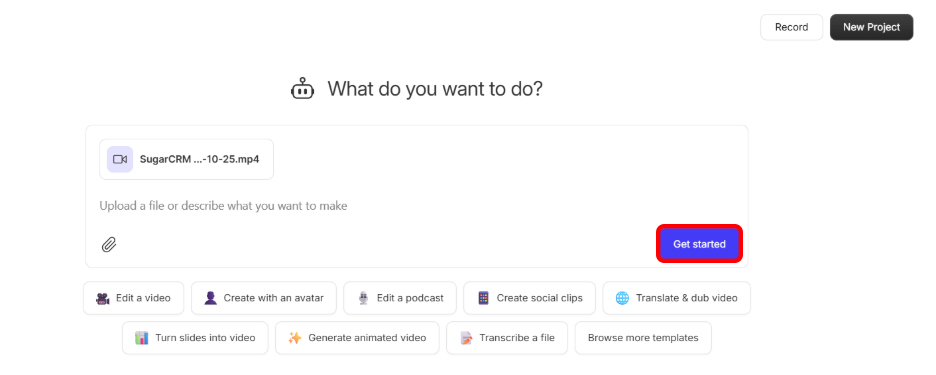 homepage of Descript AI