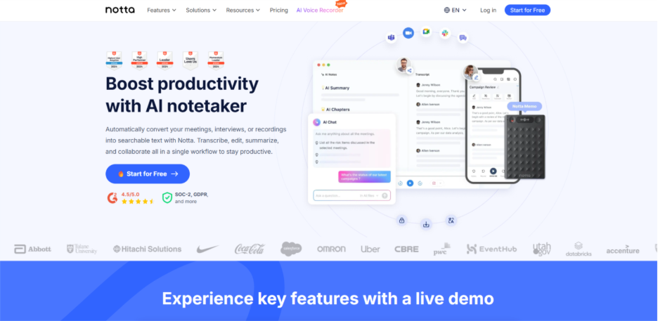 Notta: Transcribing in Multiple Languages, Customizable Exports