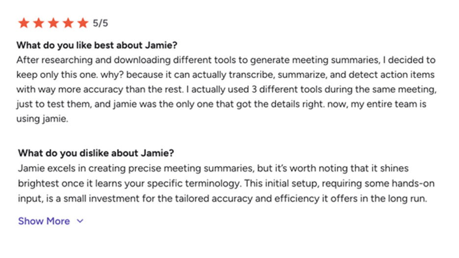 Reviews (G2) - general notes