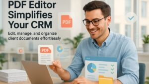 A smart user actively managing client documents in a CRM using a PDF Editor for efficient workflow