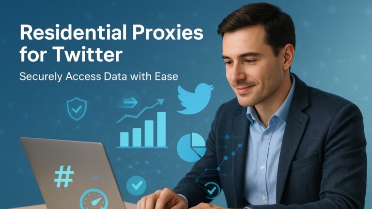 Smart professional using residential proxies for Twitter data scraping and social media analytics