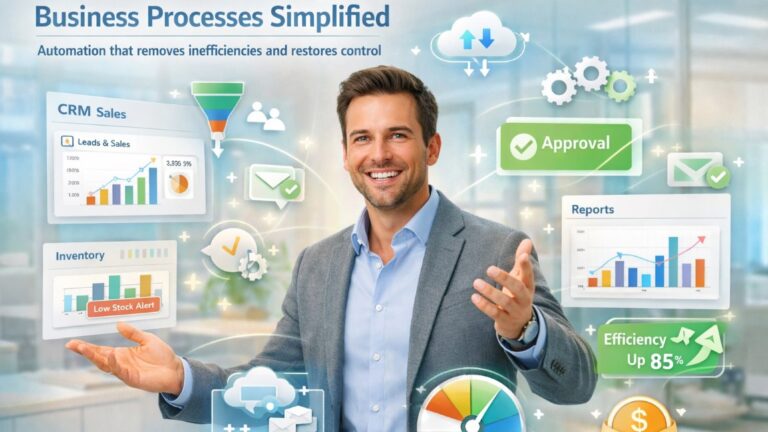 Business processes automation improving workflows, reducing costs, and increasing operational efficiency