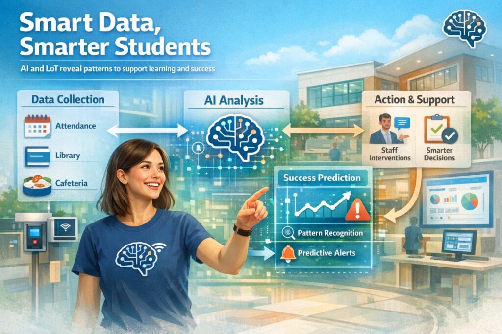 LoT and AI in Higher Education analyzing student patterns in campuses using smart data, predictive analytics, and connected devices