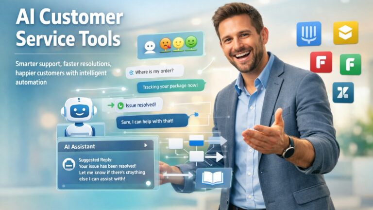 Ultra-realistic illustration of ai-powered customer service tools helping support teams with automation, chatbots, and smart assistance.