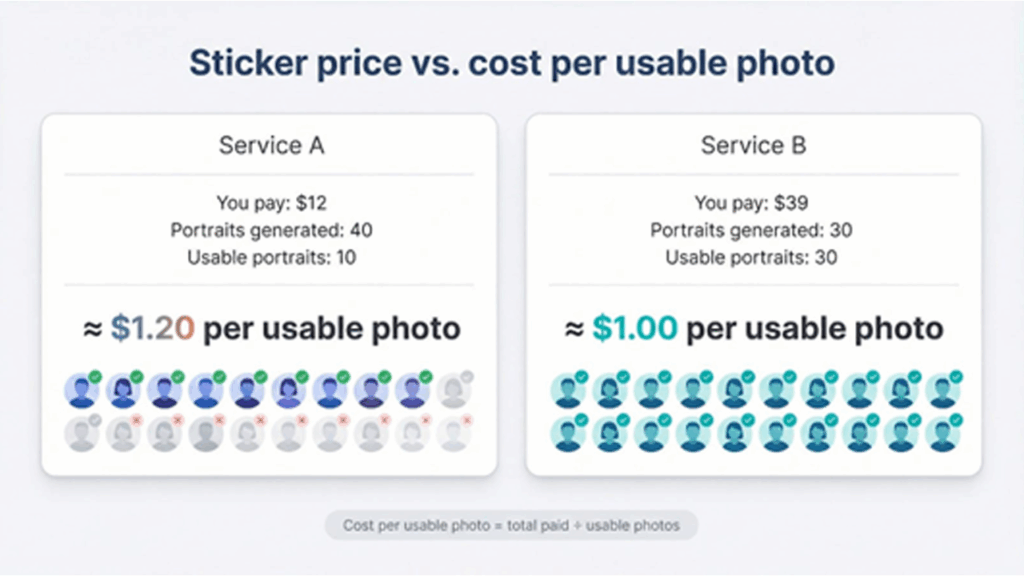 Why cost per usable photo beats sticker price 