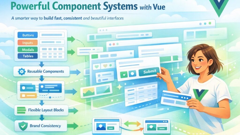 Vue development team building reusable UI components for fast and consistent SaaS interfaces