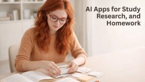 Students using AI apps for study to complete homework and research tasks efficiently