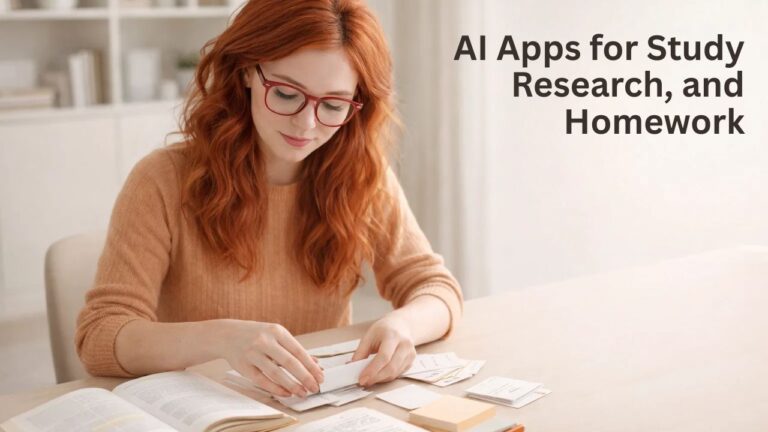Students using AI apps for study to complete homework and research tasks efficiently