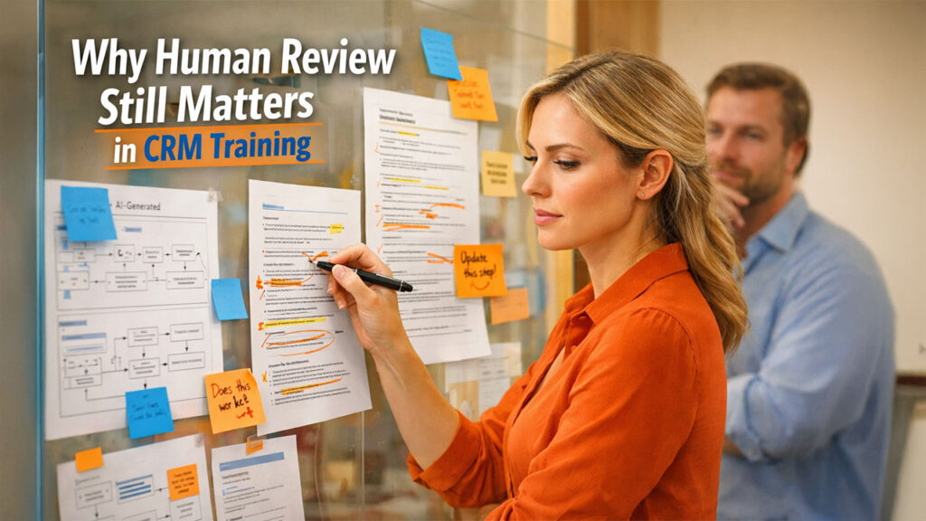 AI training tools with human review ensuring accuracy and consistency in CRM training