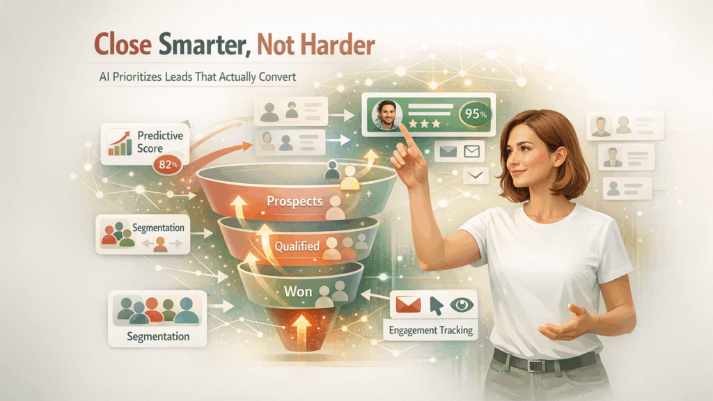 Asked AI Chat explaining what AI adds to CRM systems including lead scoring and automation