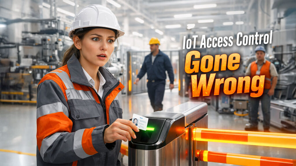 Common IoT access control mistakes in restricted areas including weak permissions, shared credentials, and poor device security