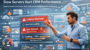 Slow servers affecting CRM ROI and sales team productivity due to poor server performance