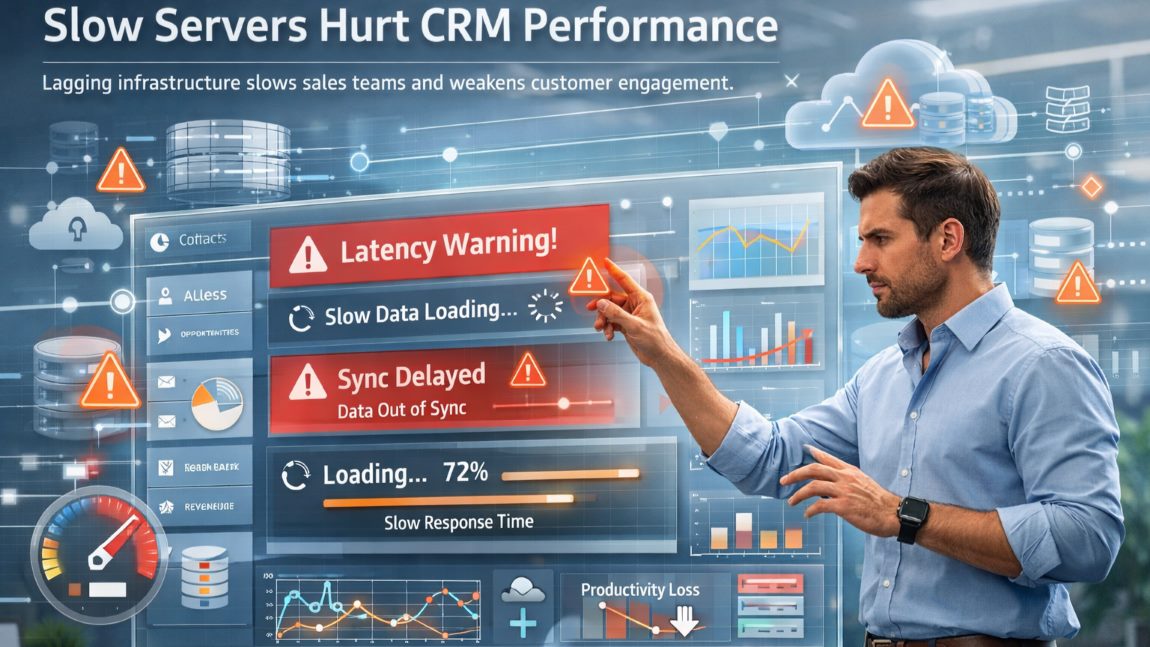 Slow servers affecting CRM ROI and sales team productivity due to poor server performance