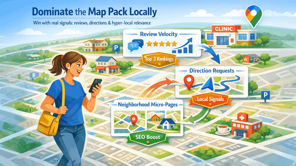 Dental SEO hyper local map pack results showing top ranked dental clinics in local search