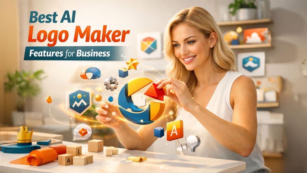 Design.com features including AI logo maker, template library, and customization tools