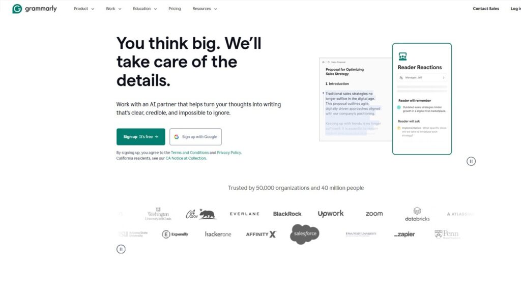 Grammarly AI humanizer enhancing grammar tone and clarity in AI-generated business content
