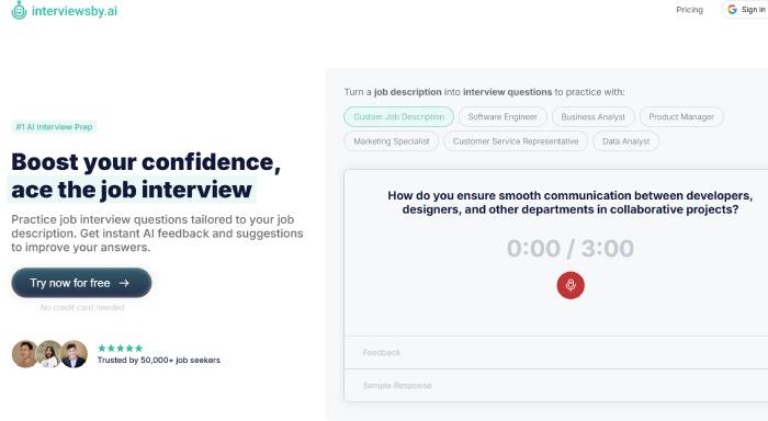 InterviewsByAI AI interview assistant tool for mock interview practice with personalized job-specific questions