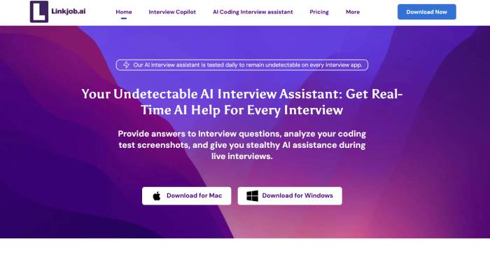 Linkjob AI interview assistant tool for technical interviews with coding support and multiple AI models