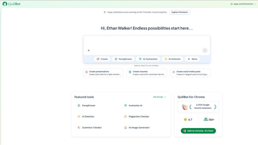 Quillbot AI humanizer paraphrasing AI-generated text to improve readability and style
