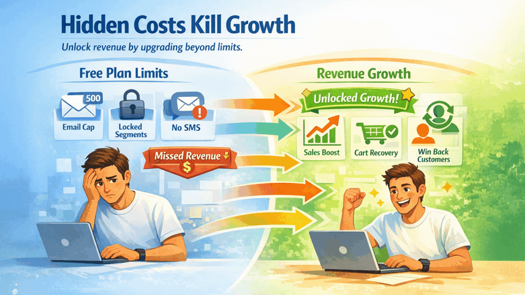 total cost of ownership comparison for Shopify apps for marketing automation showing free vs paid upgrade benefits