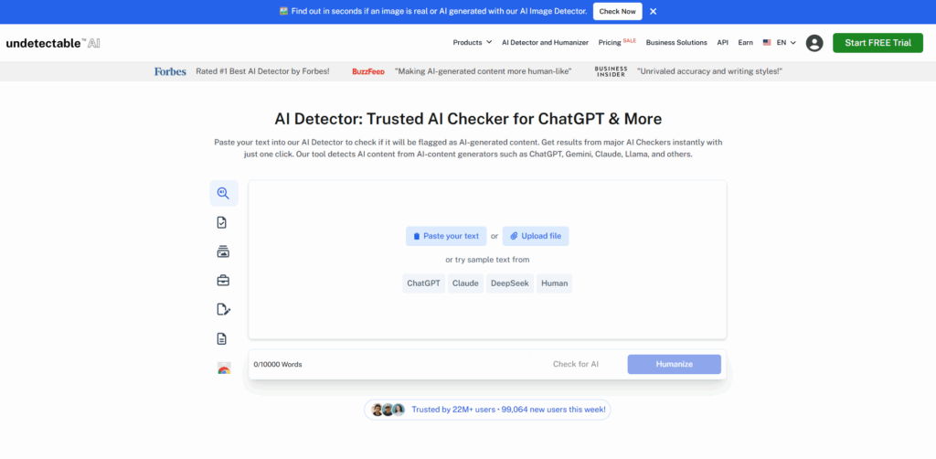 Undetectable.ai AI humanizers tool interface showing text rewriting and detection bypass results