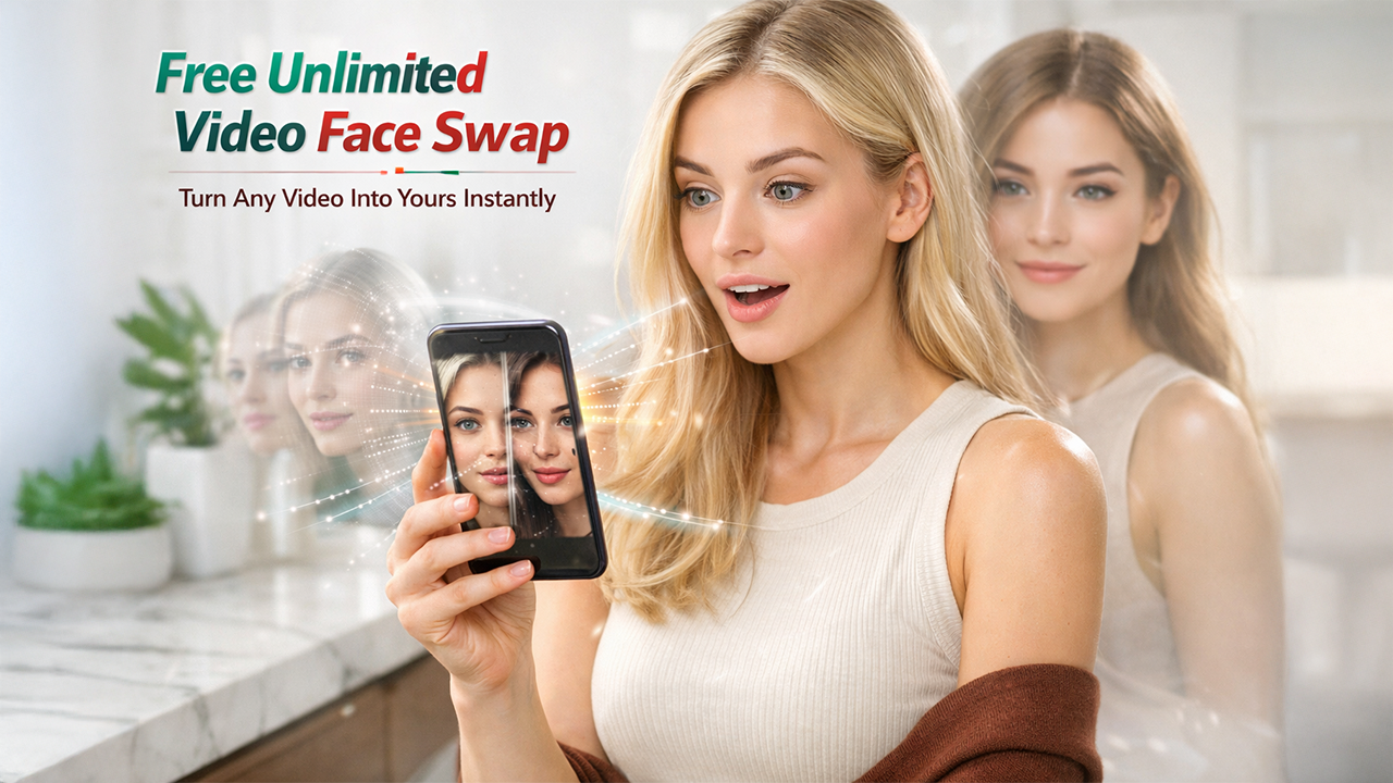 AI video face swap tool replacing a face in a video using advanced facial recognition technology