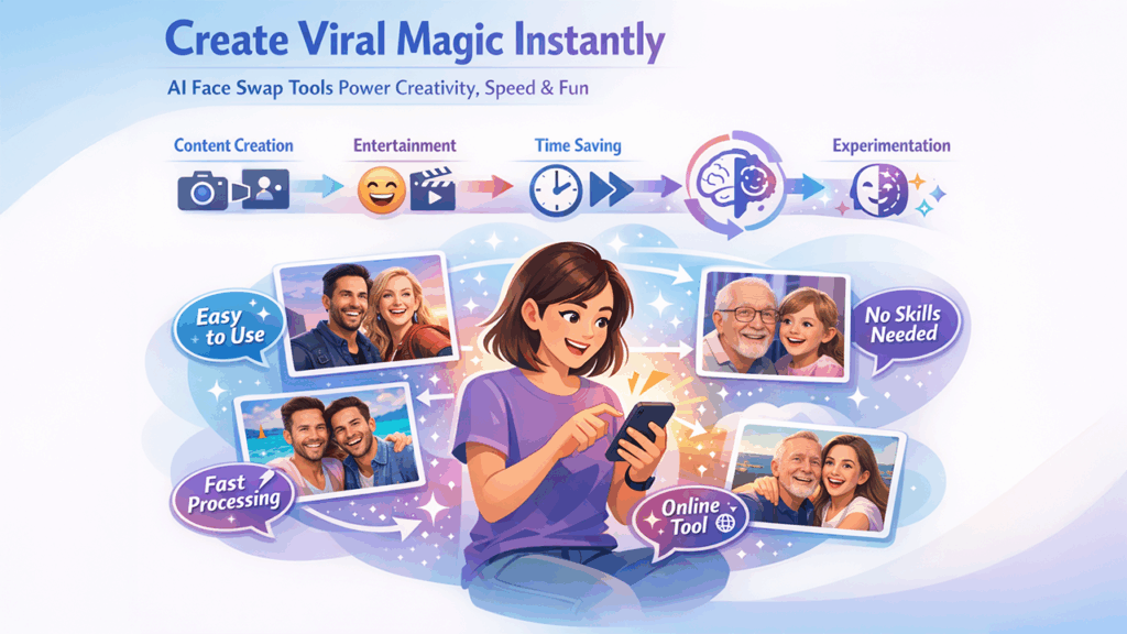 People using video face swap tools for content creation entertainment and social media videos