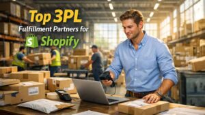 3PL fulfillment for Shopify showing warehouse operations, order packing, and ecommerce shipping process