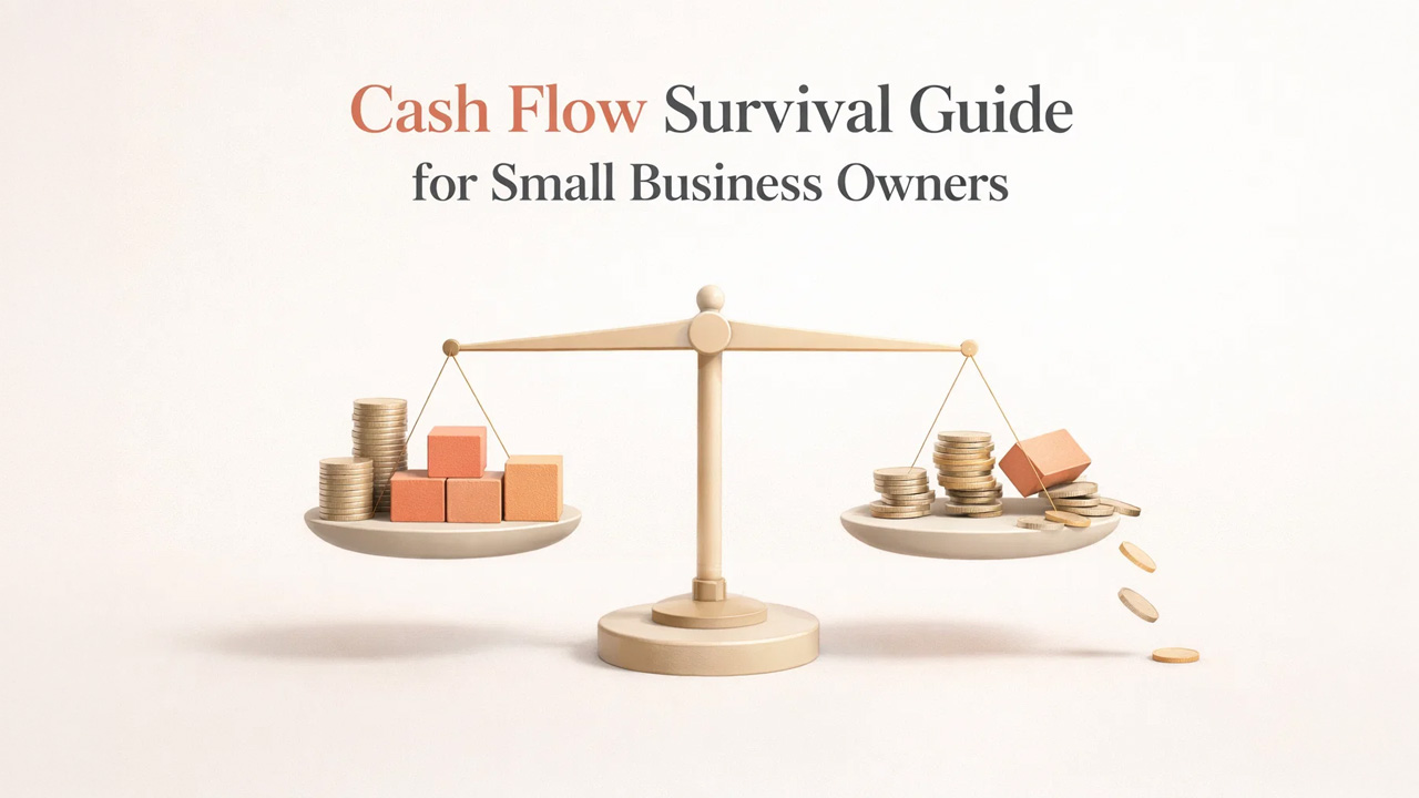 Cash flow management for small business showing income and expenses balance