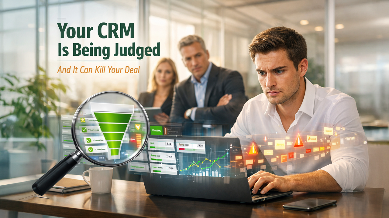 CRM due diligence process showing investor review of sales pipeline and customer data