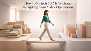 CRM migration process from Salesforce to a new CRM platform with data transfer and workflow optimization